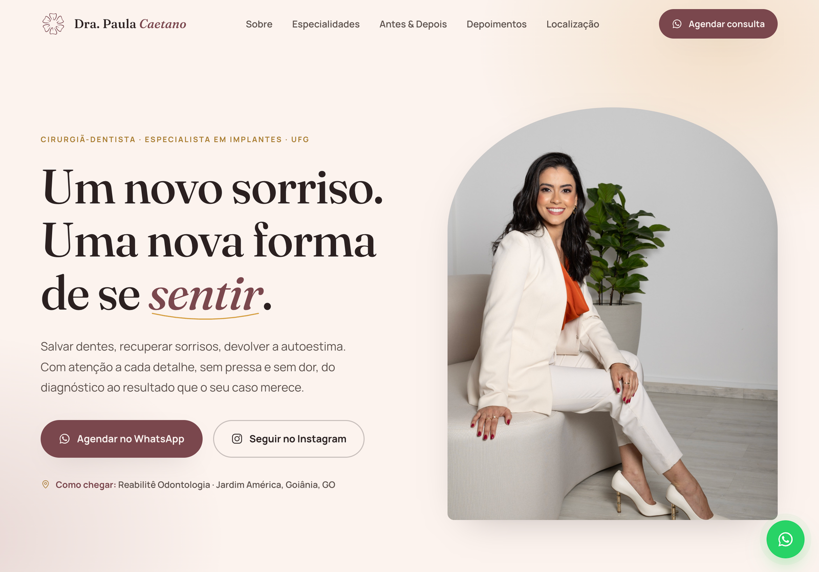 Site institucional da Dra. Paula Caetano
